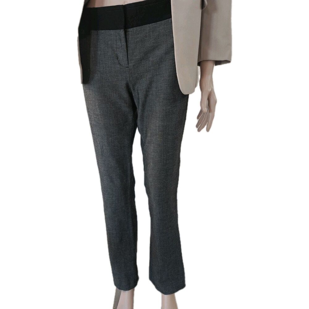 Express Columnist Gray Mid Rise Contrast Waistband Dress Pants 4R - Picture 3 of 6